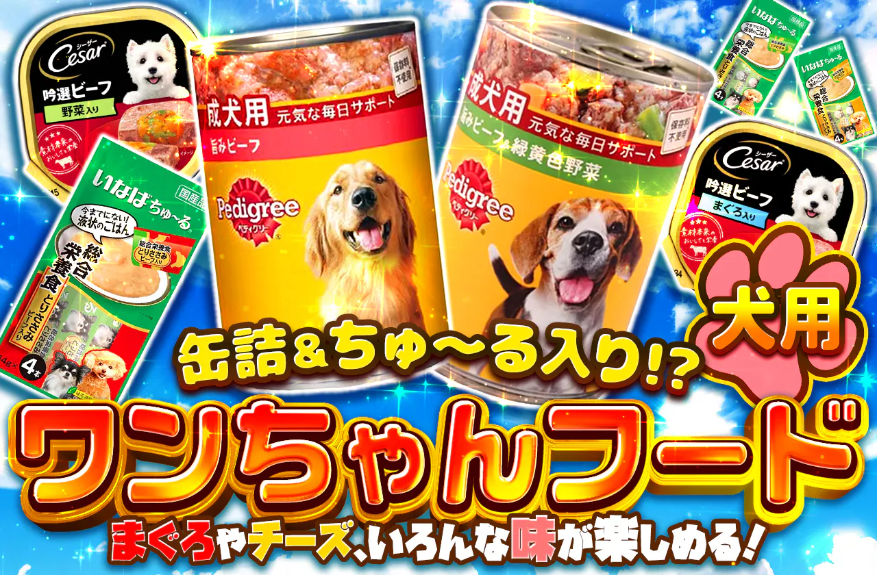 缶詰＆ちゅ〜る入りの満足セット！　ワンちゃんフードの詰め合わせ